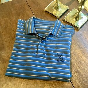 Ashworth TPC Prestancia Golf Polo Shirt in Blue Striped Sz L NWOT